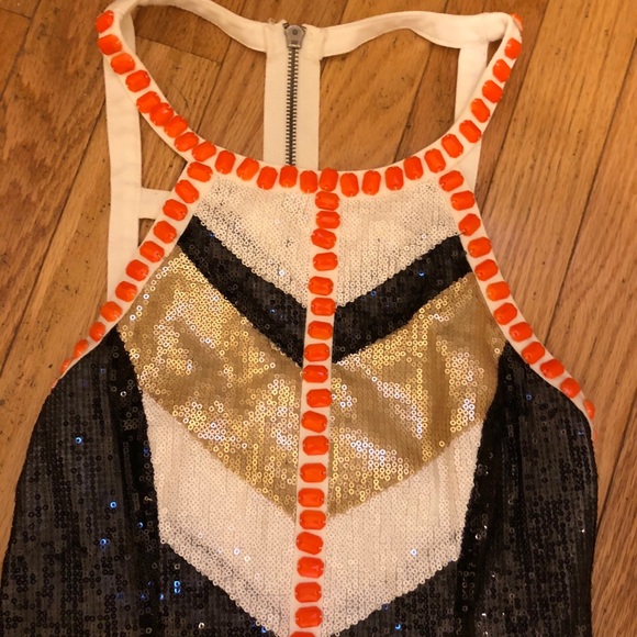 Xenia Boutique White Sequin Embellished Dress M 6 - Picture 3 of 5